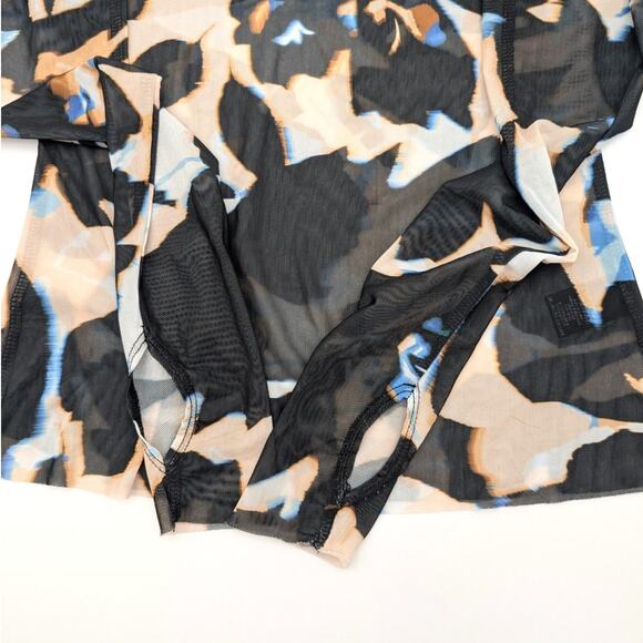 AFRM Women's Long Sleeve Power Mesh Top Shadow Floral Thumb Hole Size M - Picture 5 of 11
